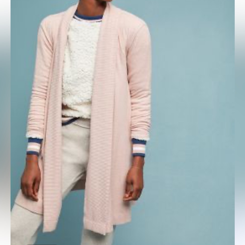 Anthropologie COA Blush Pink Cozy Rayon Blend Open Front Cardigan Medium